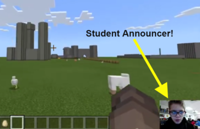 Student Announcing during a Minecraft Building Challenge Screenshot