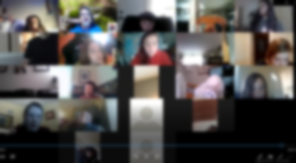 Screenshot of a zoom meeting with students, faced are blurred.