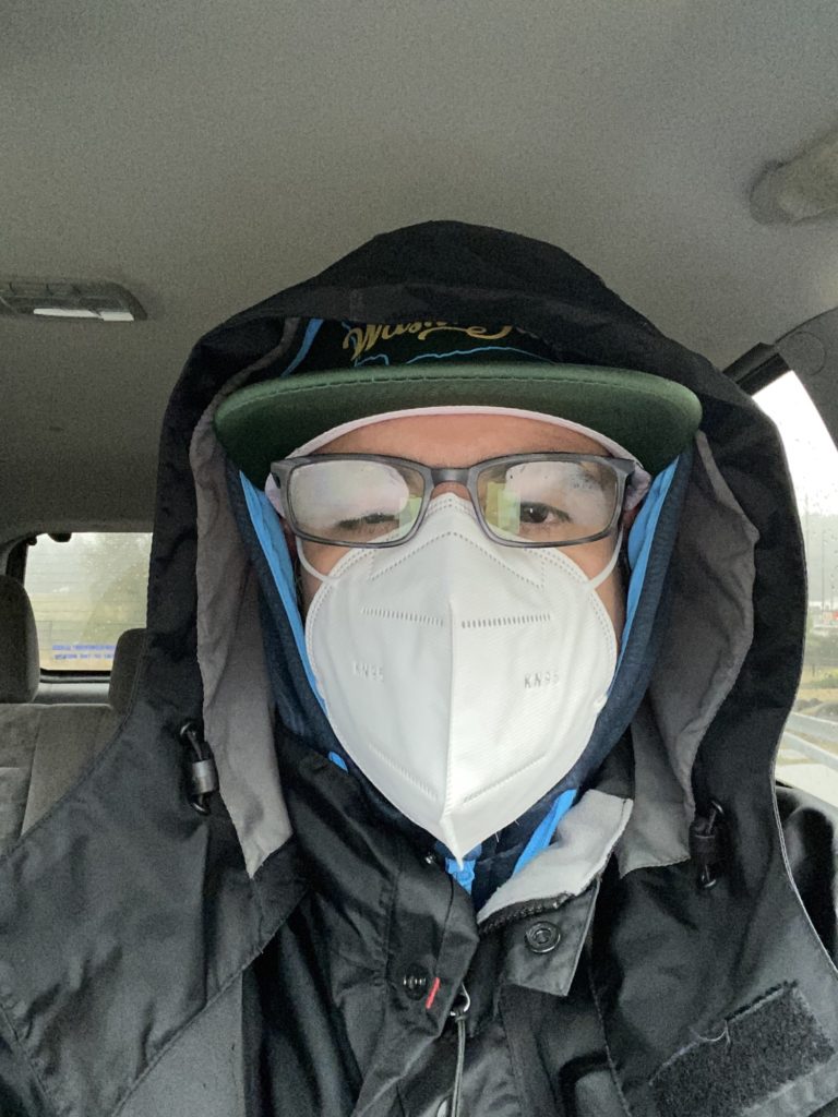 Bad weather with KN95 mask.