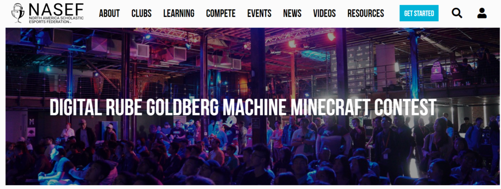 Screenshot of the NASEF's Minecraft Rube Goldberg Machine building contest.