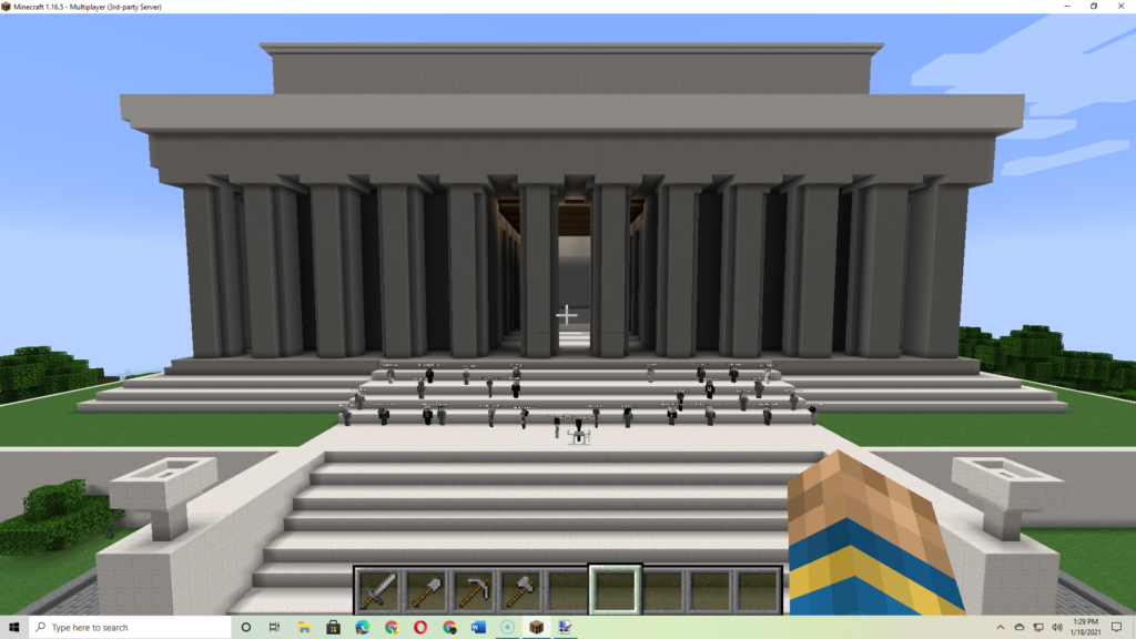 Minecraft recreation of the Lincoln Memorial