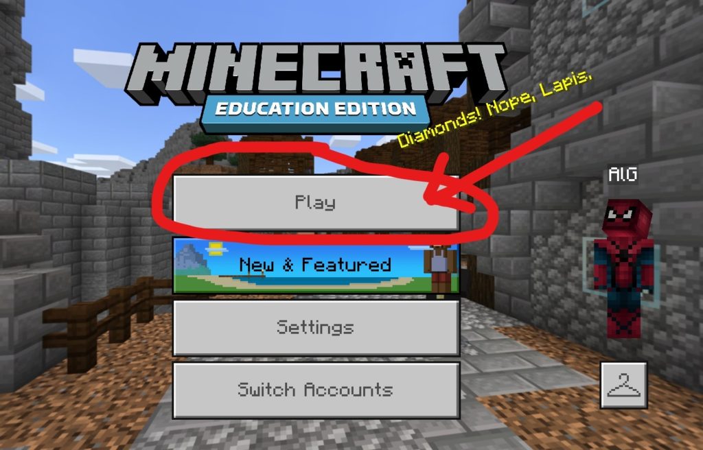 Minecraft Education Edition Launch Screen Selecting Play