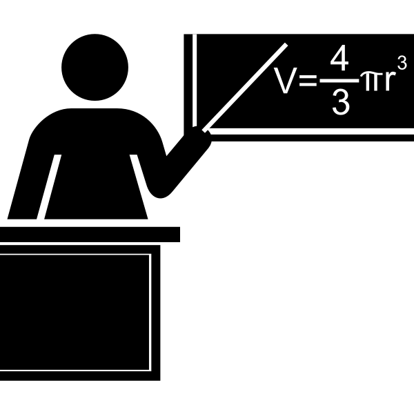 Free Vector Clipart of a figure teaching Math at a blackboard.