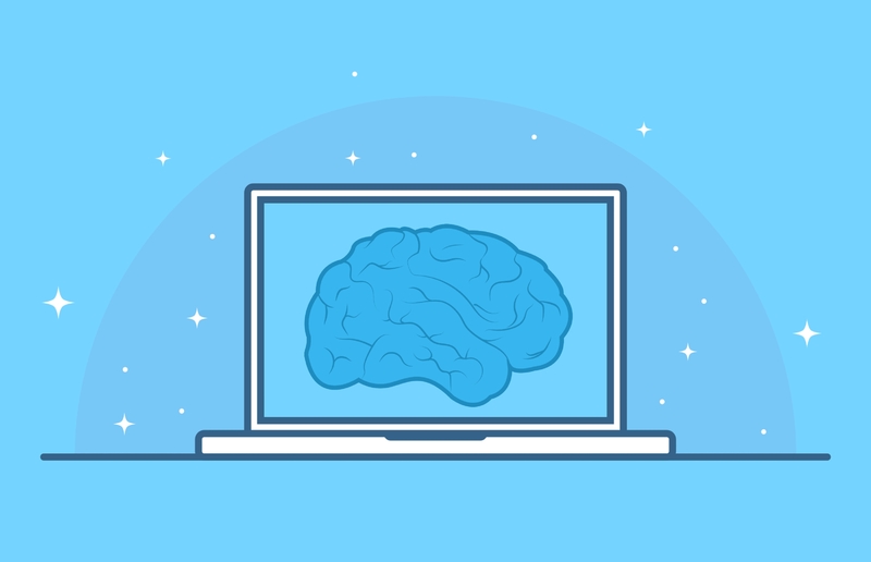 Public Domain Image of a brain pic on a laptop screen.