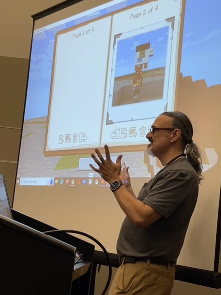 Al presenting at the NCCE 23 Minecraft Education Workshop!