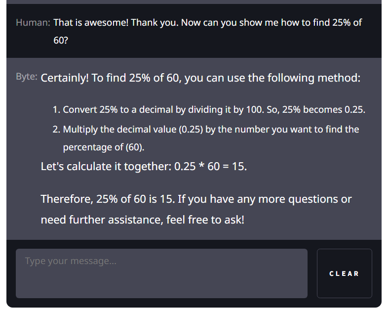 Screenshot of Math question using the CodeBreaker AI chatbot, part 3.