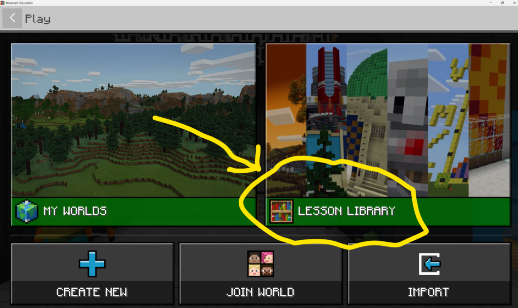 Screenshot of the Minecraft Education Lesson Library page.