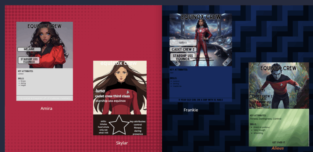 A couple of pages from the 2025 Starship Equinox book.