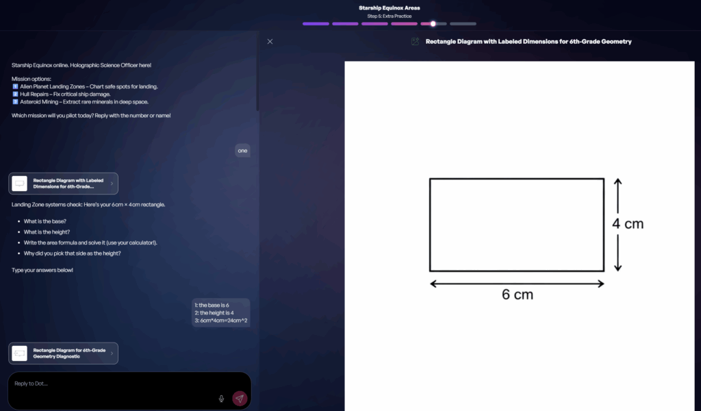School AI student space screenshot.