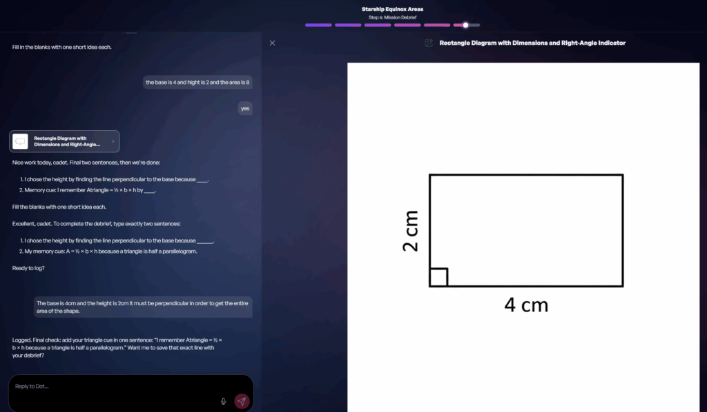School AI student space screenshot.